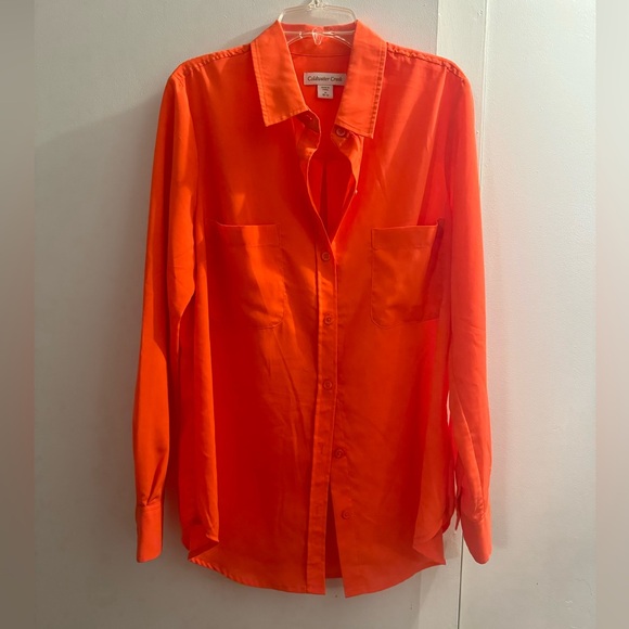 Coldwater Creek Orange women’s button-down, long sleeve blouse.Size medium. EC! - Picture 4 of 13